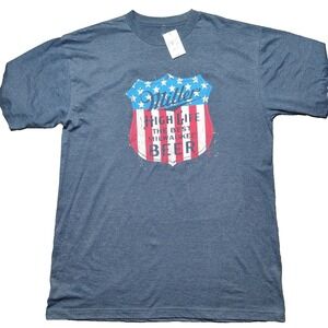 Miller High Life Beer Men Big & Tall XLT USA Flag Shield Navy‎ Blue T-Shirt NEW